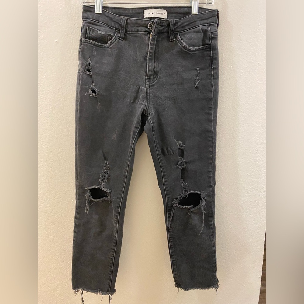 Vici Dolls Black Distressed and Torn Ankle Jeans - Flying Monkey for Vici